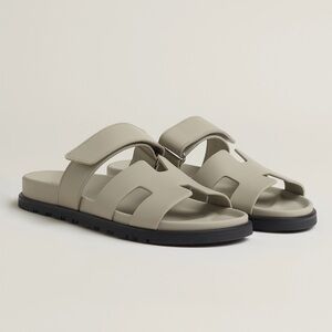 Hermes Chypre Sandals in Beige Esquisse Leather, Size 37.5 NEW, Unworn